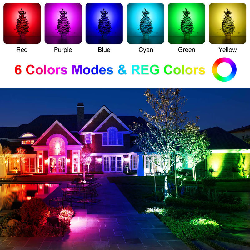 T-SUNRISE RGB Solar LED Scheinwerfer IP65 Wasserdicht Multicolor Outdoor Garten Flutlicht Schwarz - Bild 6