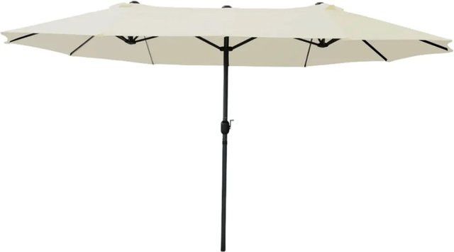 DELUKE Doppelsonnenschirm KOGO XXL Gartenschirm mit Kurbel, Farbe: Creme, B: 450 cm, H: 260 cm - Bild 1