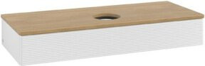 V&B Waschtischunterschrank Antao mit Frontstruktur, Eiche Honig und Weiß Lack, B/T/H: 120 x 50 x 19 cm - Bild 1