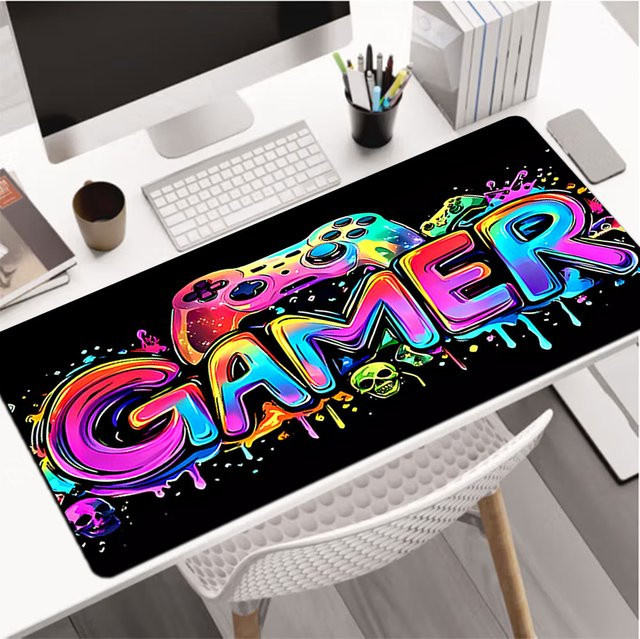 Buntes Gaming Mauspad mit matter Oberfläche für Computer und Tastatur, Schreibtischmatte für Büro und Gaming, Mehrfarbig - Bild 1