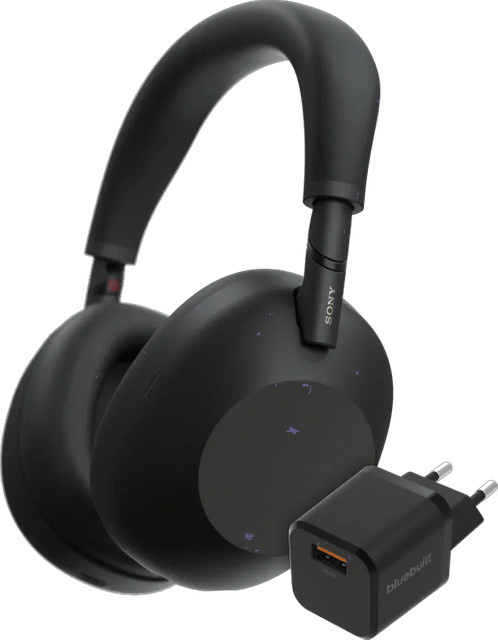 Sony WH-1000XM6 Kopfhörer Schwarz mit BlueBuilt Quick-Charge-Ladegerät - Bild 1