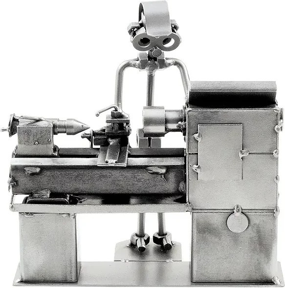 Schraubenmännchen Dreher oder Zerspanungsmechaniker Figur von Hinz & Kunst in Silber aus Metall - Bild 1