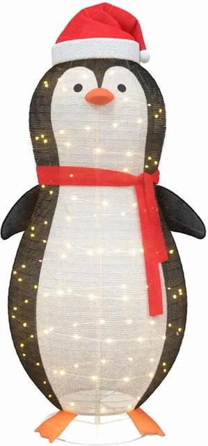 vidaXL Schnee-Pinguin Figur in Warmweiß aus Stoff, H x B x T: 180 x 78 x 88 cm - Bild 1