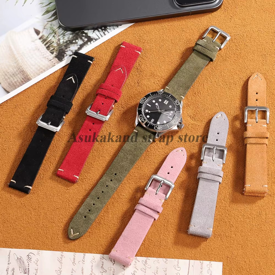 Uhrenarmband Wildleder, Kalbsleder, Schnellverschluss, Unisex - Bild 4