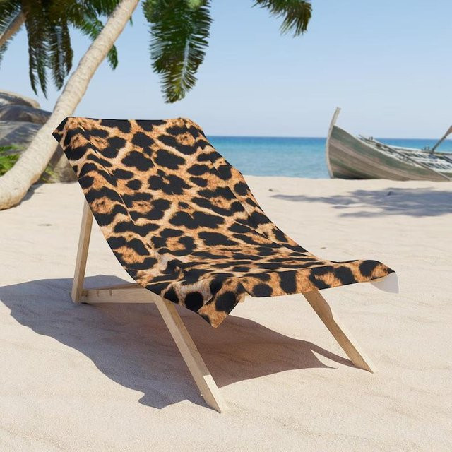 Strandtuch mit Leopardenmuster in Braun und Beige von JMG Household Supplies, B/B: 90 x 180 cm - Bild 1
