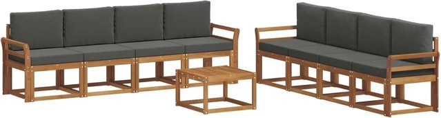 vidaXL Outdoor-Sofagarnitur aus Akazienholz mit Tisch und Kissen, Anthrazit und Braun - Bild 1