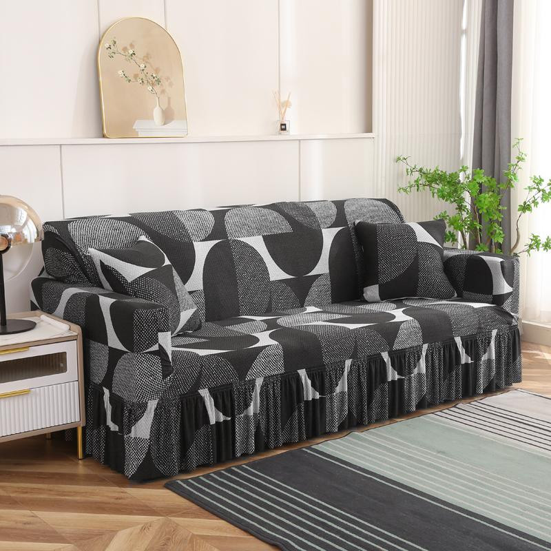 Elastischer Sofabezug mit Volant und Blumenmuster von Household supplies MH, Stretch-Überwurf für 1- bis 4-Sitzer aus Polyester - Bild 1