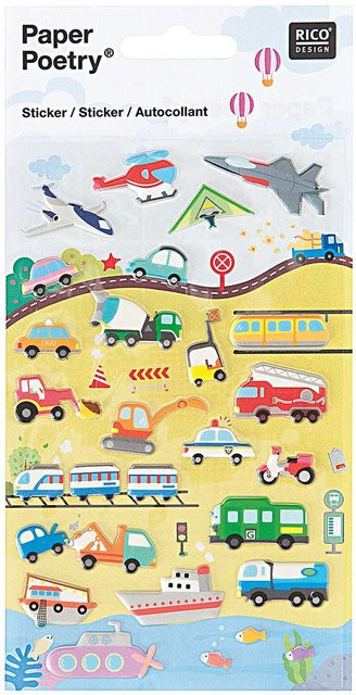 Rico Design Paper Poetry Sticker Fahrzeuge I 10 x 19 cm - Bild 1