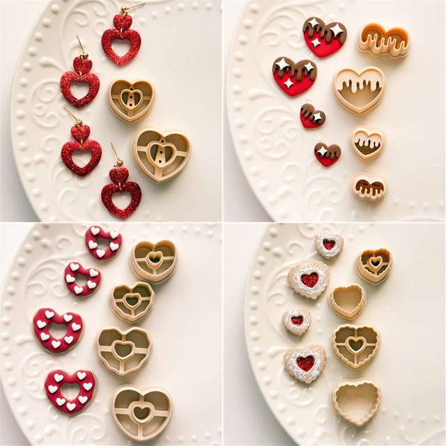 Ohrringe Herz Donuts Marmelade Kekse, Polymer Clay - Bild 1