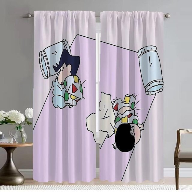Crayon Shin-chan Vorhänge für dein Wohnzimmer, 2er-Set, Lila, Breite: 50 cm, Höhe: 70 cm - Bild 1