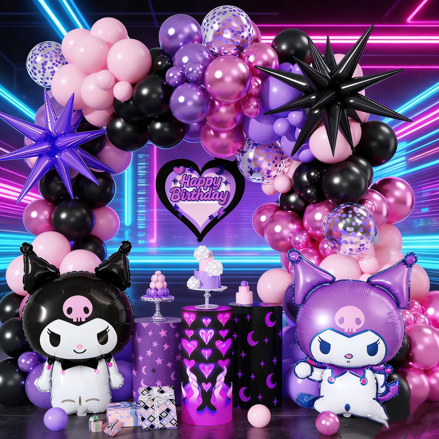 Sanrio Ballon-Girlanden-Set mit Hello Kitty, Kuromi, Melody und Cinnamonroll für Kindergeburtstage und Babypartys - Bild 2