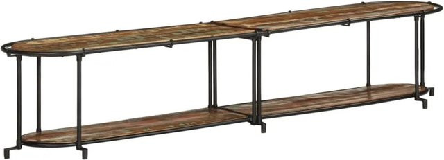 vidaXL TV-Regal aus massivem Altholz in Braun und Schwarz, B/T/H: 200 x 42 x 40 cm - Bild 4