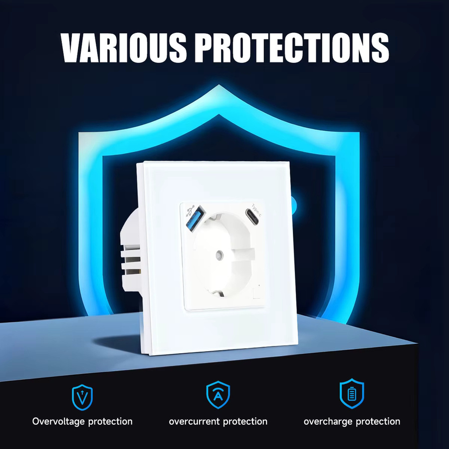 GEYA WLAN EU-Steckdose mit 20W Typ-C USB-Schnellladeanschluss, Smart Home Steckdose in Weiß, kompatibel mit Tuya Smart Life und Alexa, 16A - Bild 4