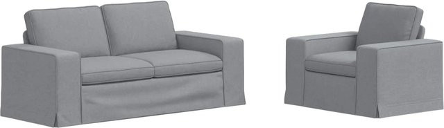 vidaXL 2-teiliges Sofa Hellgrau mit Stoffbezug und Metallrahmen B/T/H: 182 x 80 x 82 cm und 103 x 80 x 82 cm - Bild 1