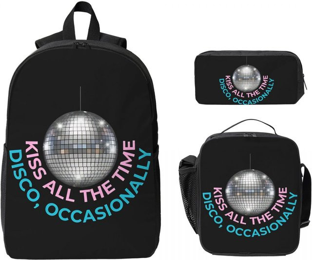 Fancy Style Studio Harry Styles Kuss All The Time Schulset für Kinder mit Rucksack, Federmäppchen und Brotdose in Schwarz - Bild 1