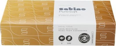 Satino Kosmetiktücher PureSoft, 2-lagig, mit Prägung, 100 Stück, beige, B: 203 mm x L: 208 mm - Bild 1