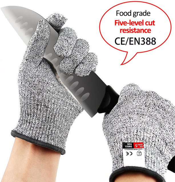 Schnittfeste HPPE-Handschuhe mit Schutzstufe 5 in Grau, 1 Paar - Bild 1