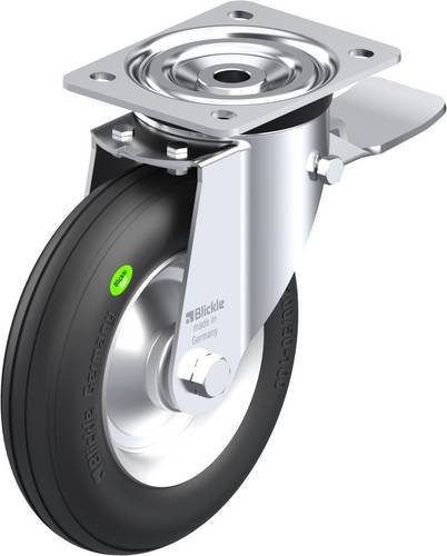 Blickle Lenkrolle L-VW 202R-ST mit Feststeller, Rad-Durchmesser: 20 cm, Tragfähigkeit: 100 kg, Farbe: Schwarz/Silber - Bild 1