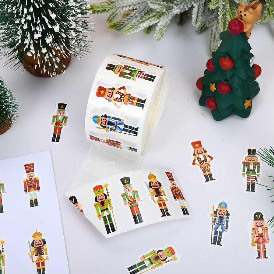 500 Stück Weihnachtsaufkleber mit Nussknacker-Motiv in Multicolour für Scrapbook, Tagebuch und Laptop - Bild 5