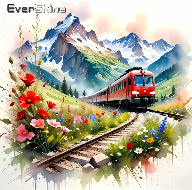 EverShine Diamant-Mosaik Set Schneeberglandschaft mit Gänseblümchen in Mehrfarbig, B/T/H: 20 x 20 x 20 cm - Bild 1