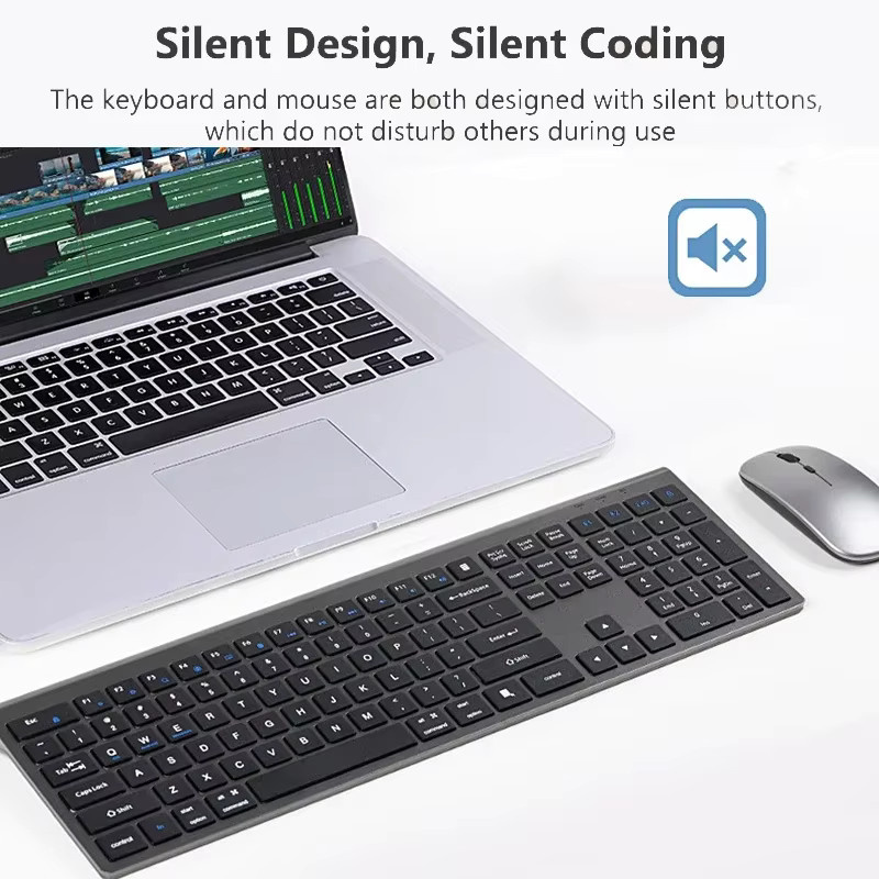Luxuglow Bluetooth-Tastatur und Maus-Kombination in Silber mit drei Modi und 2,4-G-Verbindung, wiederaufladbares kabelloses Set für iOS, Android und Windows - Bild 3