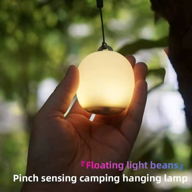 ESLNF Camping-Lichter aus weichem Silikon, eiförmige wiederaufladbare Tischlampe in Weiß mit warmweißem Licht - Bild 2