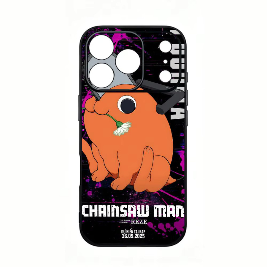 P_Pochita Chainsaw Man Handyhülle für iPhone 11 bis 17 Pro Max Plus Mini, Schwarz Mattiert, Weiche Schutzhülle - Bild 3