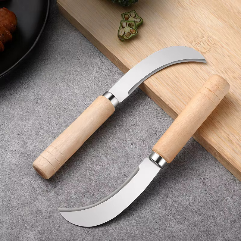 PLYS Scimitar Obstmesser aus Edelstahl in Silber mit Holzgriff zum Schälen und Schneiden von Obst und Zuckerrohr - Bild 5