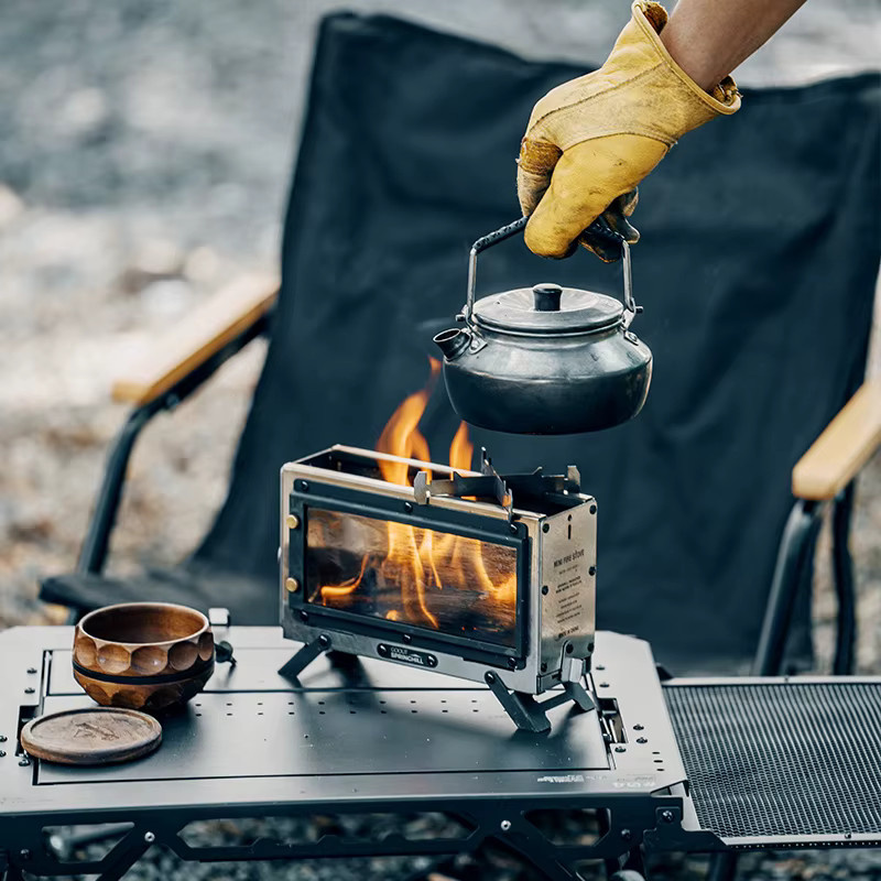Goout Springhill Mini-Feuerstelle in Silber, kompakter und tragbarer Brennholzofen für Outdoor-Camping und als Kochherd - Bild 3