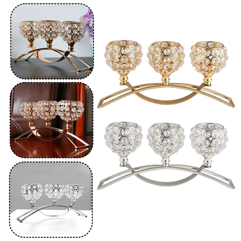 Kesoto Kristall Kerzenhalter in Gold aus Glas für Teelicht und Hochzeit als luxuriöses Tischdeko-Herzstück - Bild 4