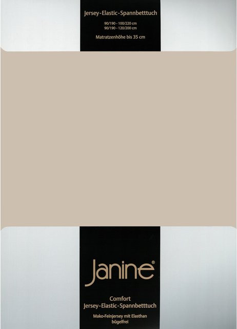 Janine Spannbetttuch Elastic Jersey aus Baumwolle in Beige, bügelfrei und atmungsaktiv - Bild 1