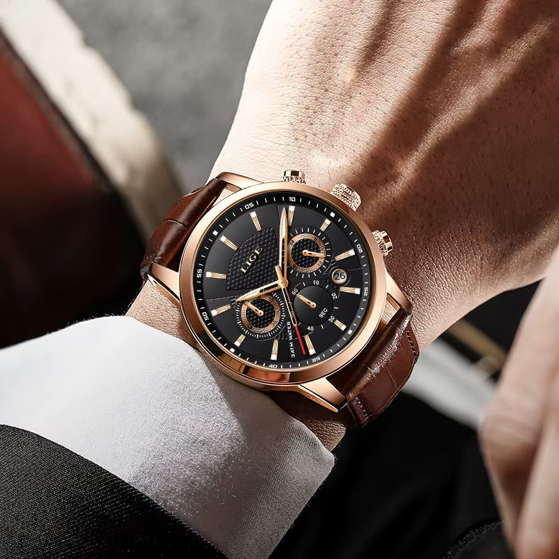 LIGE Chronograph, Quarz, Leder, Herren - Bild 5