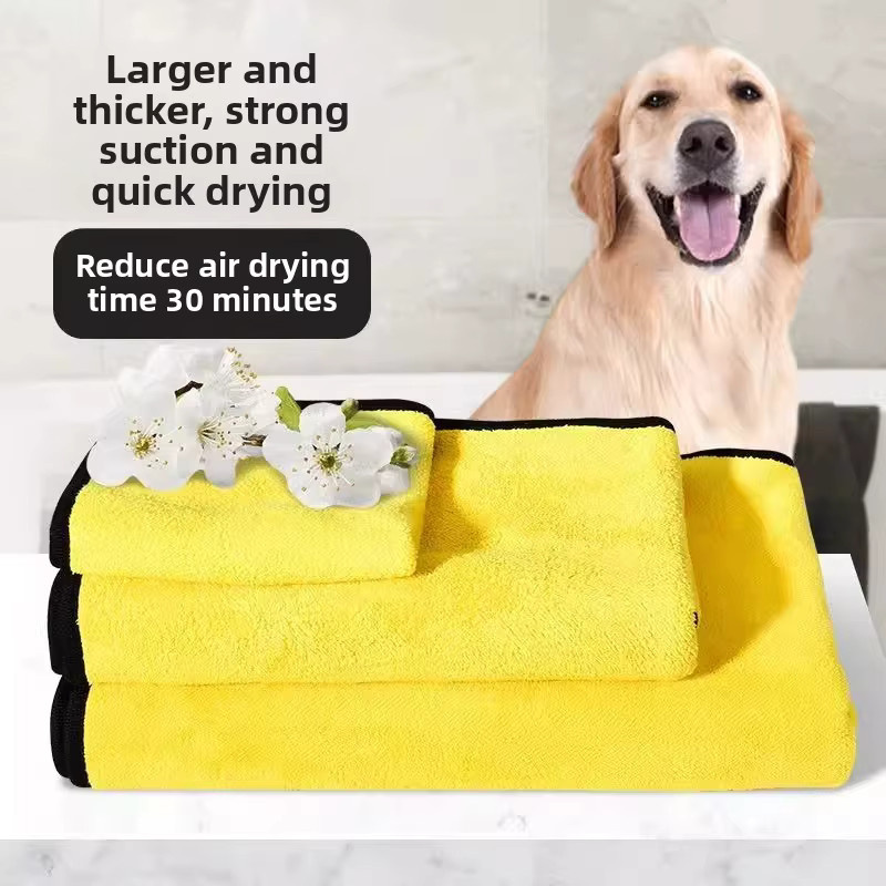 PetClear Haustiertuch aus Coral Fleece in Gelb, doppellagig und verdickt, super saugfähig und hypoallergen, B: 60 cm, T: 30 cm - Bild 4