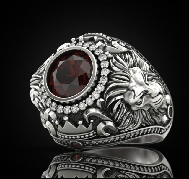 Herrenring Vintage, Kupfer Bicolor, Zirkonia, Rubin - Bild 1