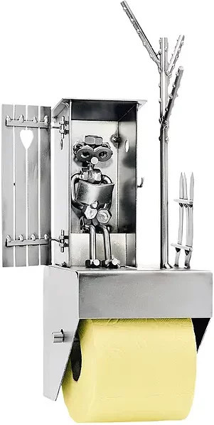 Hinz & Kunst Toilettenpapierhalter Schraubenmännchen in Silber aus Metall für die Wandmontage - Bild 1