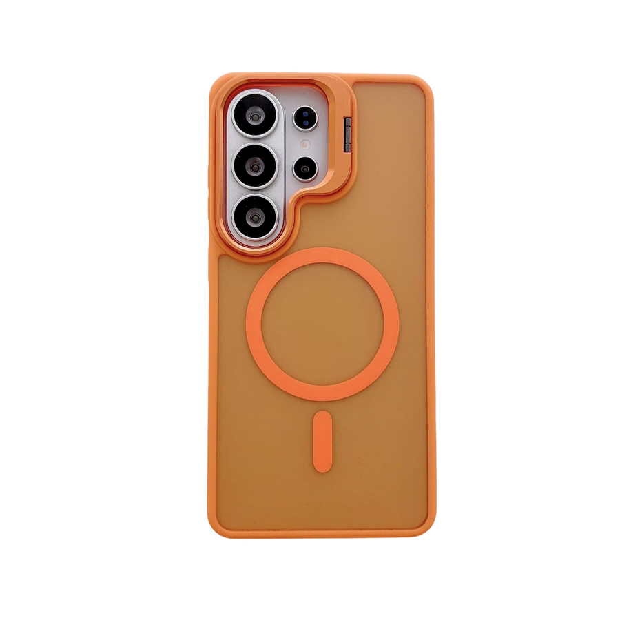 Stoßfeste matte Schutzhülle mit MagSafe-Ladehalterung für Samsung Galaxy S26 S25 S24 S23 Ultra Plus FE A17 A56 A36 A16 in Weiß und Orange - Bild 2