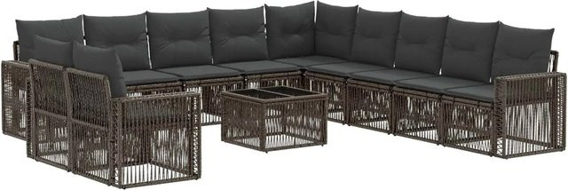 vidaXL Gartensofa-Set 12-teilig aus Poly-Rattan in Grau und Dunkelgrau - Bild 1