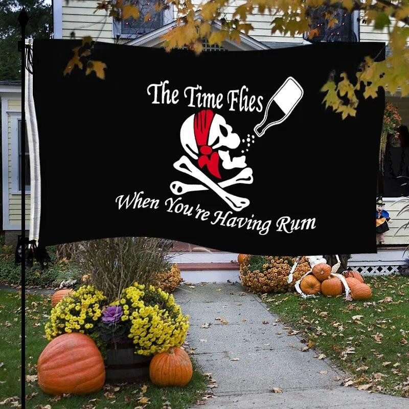 Piratenflagge mit Totenkopf von Pig Boutique, schwarze Polyester-Leinwand-Flagge mit Messingösen, B/H: 150 x 90 cm - Bild 2