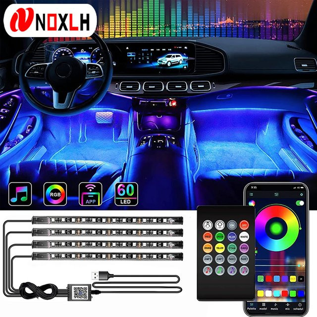 NOXLH Neon LED Auto Innenraum Beleuchtung Set mit RGB Musiksteuerung und App-Fernbedienung in Multicolour - Bild 1