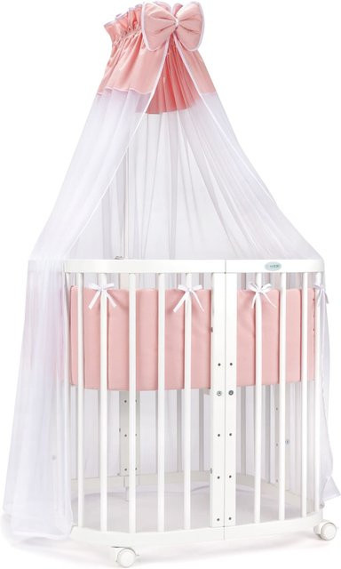 Waldin 7in1 Babybett Kinderbett aus Buchenholz mit Matratze, lackiertes mitwachsendes Kinderbett - Bild 1