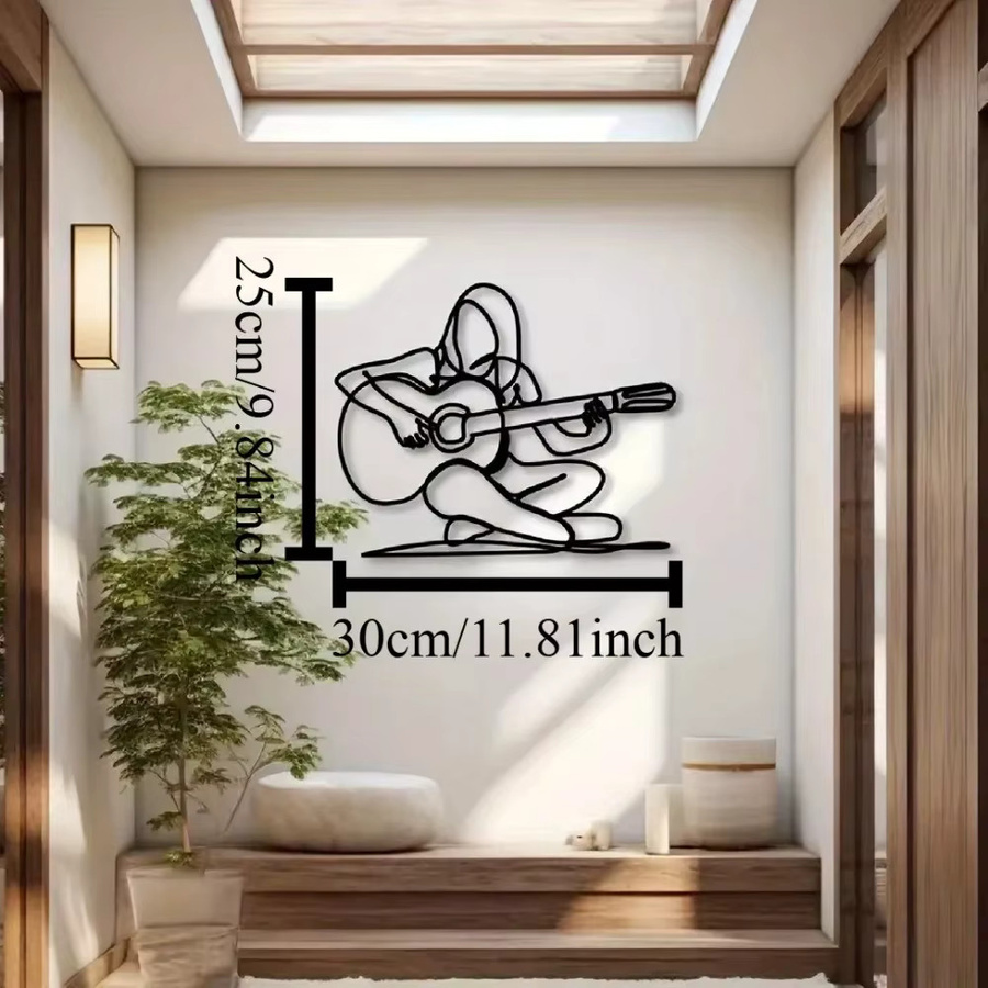 CIFBUY Wandkunst Gitarrenspieler aus schwarzem Eisen als Wandmontage für Musikliebhaber - Bild 3