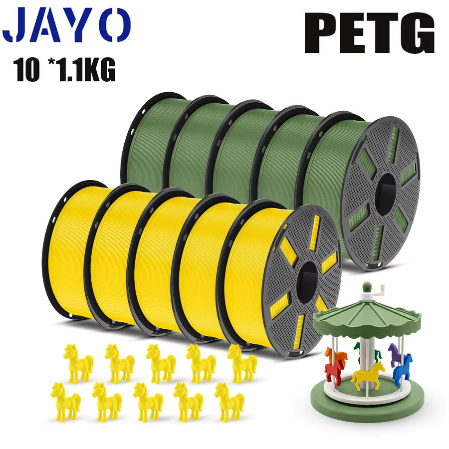 JAYO PETG Filament für FDM 3D-Drucker, 10 Rollen, 1,75 mm, Schwarz - Bild 1