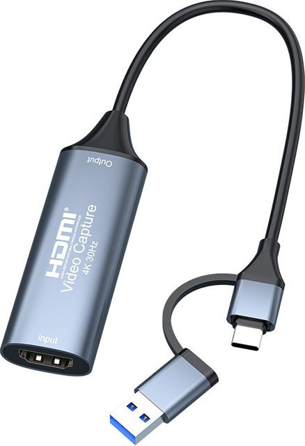 Konsenda 2 in 1 Video Capture Card mit USB-C und USB 3.0/2.0, HDMI zu USB/USB-C Adapter für 4K Videoaufnahme und 1080P 60fps Recording - Bild 1