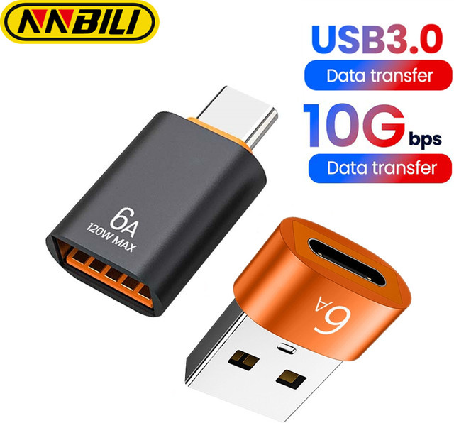 NNBILI USB-C auf USB 3.0 OTG Adapter, USB-C Buchse auf USB-A Stecker Konverter in Schwarz - Bild 1