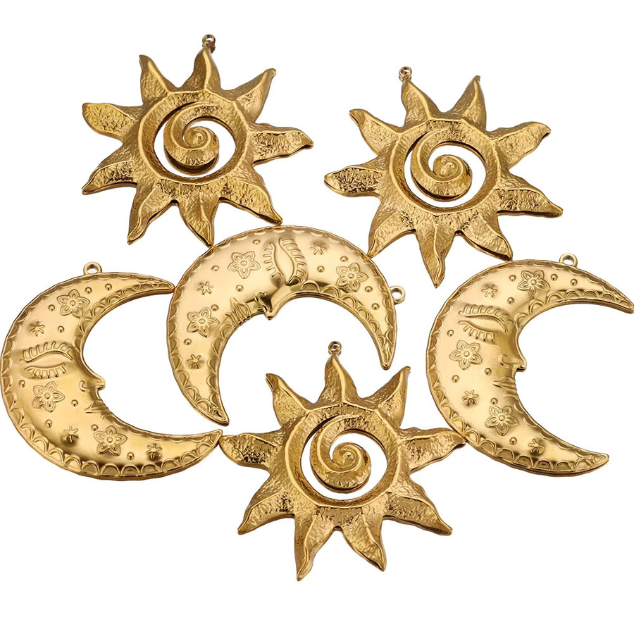 Alisaya Anhänger Sonne-Mond, Edelstahl, Gold, Vintage - Bild 1