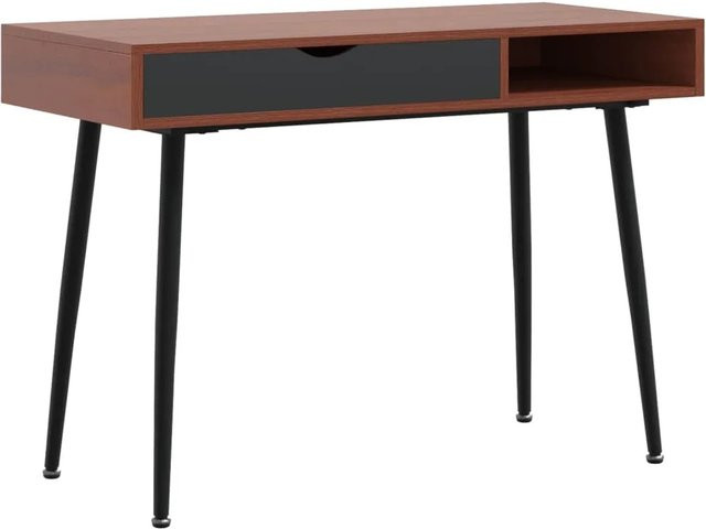 vidaXL Computertisch mit Schublade in Braun aus Holzwerkstoff und Eisen, B/T/H: 110 x 50 x 75 cm - Bild 1