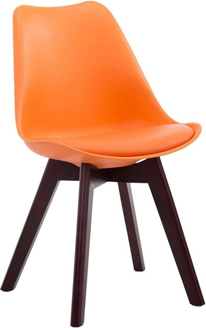 CLP Retrostuhl Borneo V2 mit Kunstlederbezug in Orange und Holzgestell, Sitzhöhe: 47 cm - Bild 1