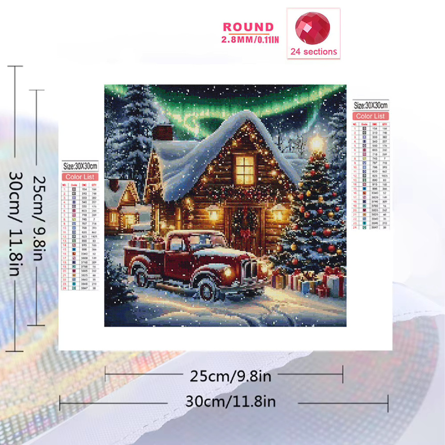 Momoart DIY Diamantmalerei Set Winterlandschaft mit Haus als Kunst-Mosaik für die Wanddekoration, Mehrfarbig - Bild 2