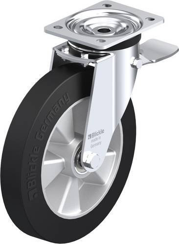 Blickle L-ALEV 250K-3-ST Lenkrolle mit Feststeller in Schwarz und Silber, Rad-Durchmesser: 25 cm, Tragfähigkeit: 500 kg - Bild 1