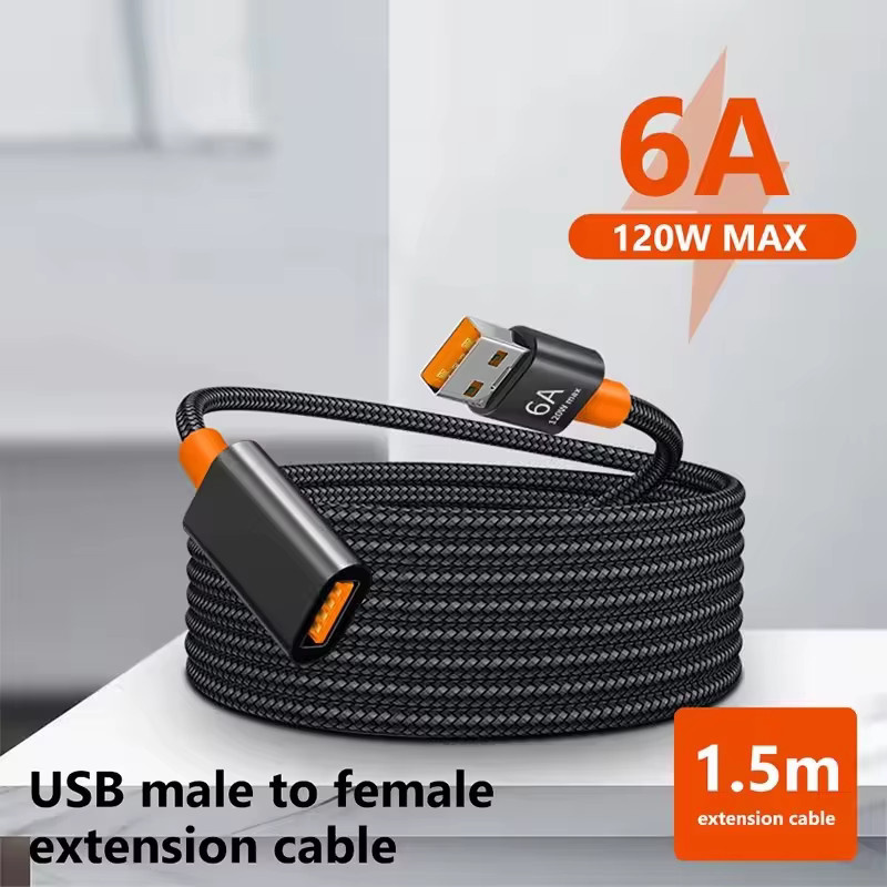 OUIO USB 3.0 Verlängerungskabel USB A Stecker auf Buchse, 120W 6A Hochgeschwindigkeits-Datenkabel in Schwarz - Bild 3